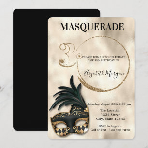Elegant Masquerade Gold 30th Birthday Kaart