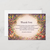 Elegant Masquerade Hearts Mardi Gras Bedankkaart (Voorkant / Achterkant)