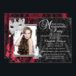 Elegant Masquerade & Heels Red Masquerade Sweet 16 Kaart<br><div class="desc">Silver,  Black & Red Masquerade Sweet Sixteen Invite. NEEM NOTA van alle vlakke afbeeldingen! Ze hebben geen echte parels of juwelen!</div>
