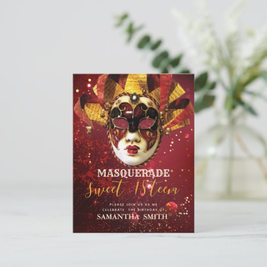 Elegant Masquerade Invitation Briefkaart (Staand voorkant)