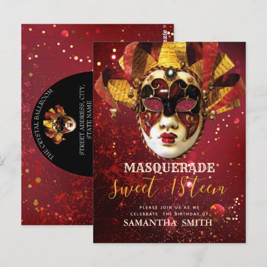 Elegant Masquerade Invitation Briefkaart (Voorkant / Achterkant)