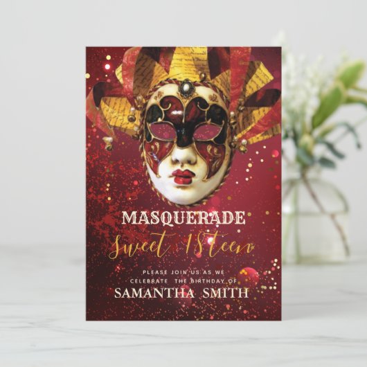 Elegant Masquerade Invitation Kaart (Staand voorkant)