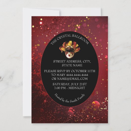 Elegant Masquerade Invitation Kaart (Achterkant)