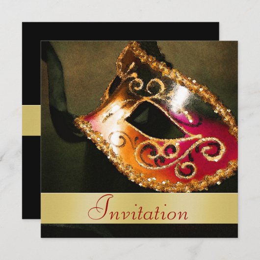 Elegant Masquerade Kerstfeestdag uitnodiging (Voorkant / Achterkant)