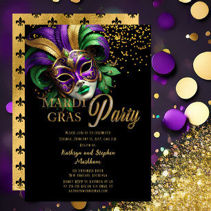 Elegant Masquerade Mask Mardi Gras Feest Kaart