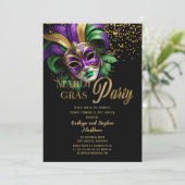 Elegant Masquerade Mask Mardi Gras Feest Kaart (Staand voorkant)