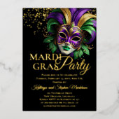 Elegant Masquerade Mask Mardi Gras Party Folie Uitnodiging (Voorkant)
