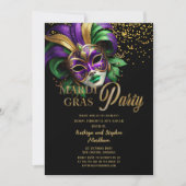 Elegant Masquerade Mask Mardi Gras Party Kaart (Voorkant)