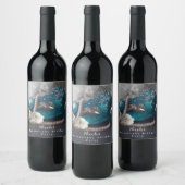 Elegant Masquerade Mask & Parels Party Wijnlabel Wijn Etiket (Flessen)