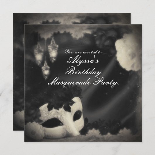 Elegant  Masquerade Mask Party Uitnodiging (Voorkant / Achterkant)