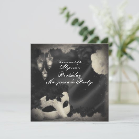 Elegant  Masquerade Mask Party Uitnodiging (Staand voorkant)