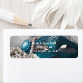Elegant Masquerade Mask & Pearls Party Invitation Etiket (Insitu)