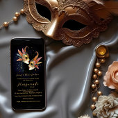 Elegant Masquerade Masks with Gold Effect Accents  Kaart
