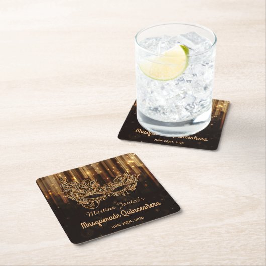 Elegant Masquerade Quinceañera 15e verjaardag Kartonnen Onderzetters (Insitu)