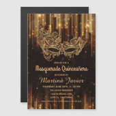Elegant Masquerade Quinceañera 15e verjaardag Magnetische Uitnodiging (Voorkant / Achterkant)