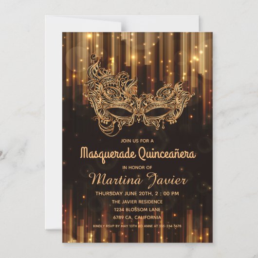 Elegant Masquerade Quinceañera 15e verjaardag Magnetische Uitnodiging (Voorkant)