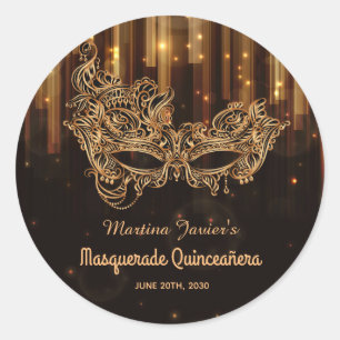 Elegant Masquerade Quinceañera 15e verjaardag Ronde Sticker