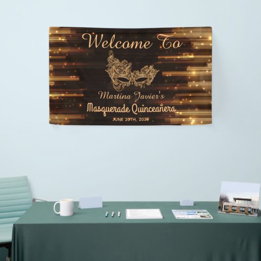 Elegant Masquerade Quinceañera 15e verjaardag Spandoek (Beurs)