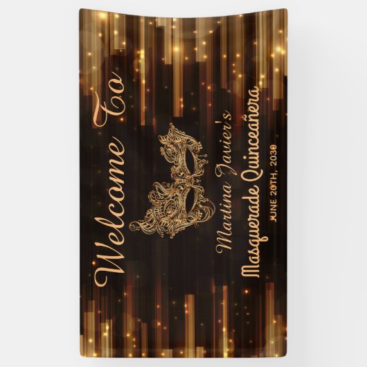 Elegant Masquerade Quinceañera 15e verjaardag Spandoek (Verticaal)