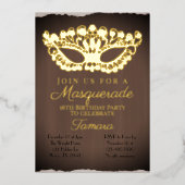 Elegant Masquerade Sixtetiende verjaardag Folie Uitnodiging (Voorkant)