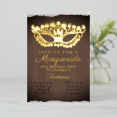 Elegant Masquerade Sixtetiende verjaardag Folie Uitnodiging (Staand Voorkant)