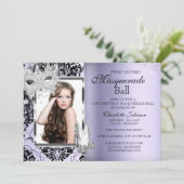Elegant Masquerade Sweet 16 Lavender 3 Kaart (Staand voorkant)
