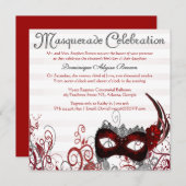 Elegant Masquerade Swirl Invite [Rood] Kaart (Voorkant / Achterkant)