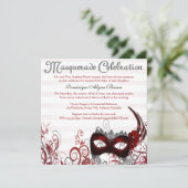 Elegant Masquerade Swirl Invite [Rood] Kaart (Staand voorkant)