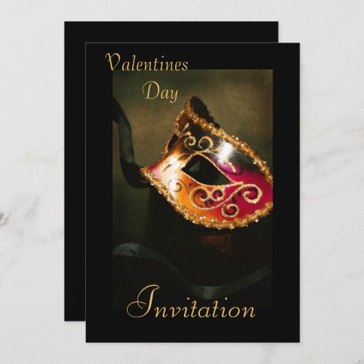 Elegant Masquerade Valentijnse Holiday Uitnodiging (Voorkant / Achterkant)