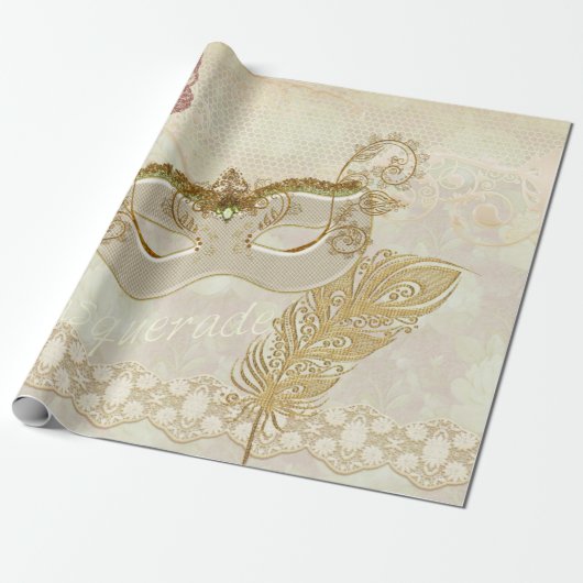 Elegant Masquerade Wrapping Paper Cadeaupapier (Uitgerold)
