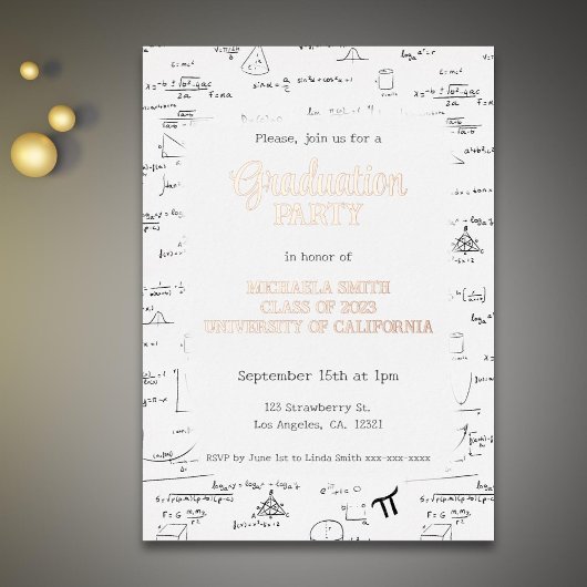 Elegant Mathemas College Afleiding Folie Uitnodiging