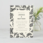 Elegant Matisse Botanical Black White Wedding Kaart (Staand voorkant)
