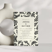 Elegant Matisse Botanical Black White Wedding Kaart