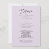 Elegant Mauve All in One Modern Script Weddenschap Kaart (Achterkant)