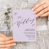 Elegant Mauve All in One Modern Script Weddenschap Kaart