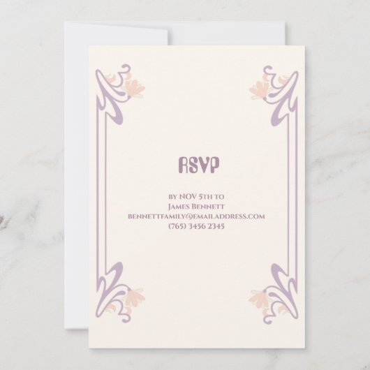 Elegant Mauve Art Nouveau Fabulous 50 Birthday Kaart (Achterkant)