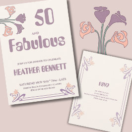 Elegant Mauve Art Nouveau Fabulous 50 Birthday Kaart