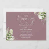 Elegant Mauve Bloemrijke Groene Foto Bruiloft Kaart (Voorkant)
