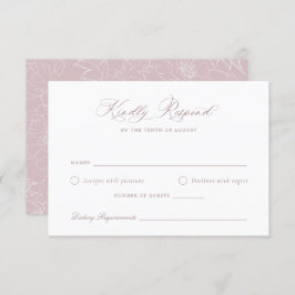 Elegant Mauve Blush Floral Wedding RSVP Kaart