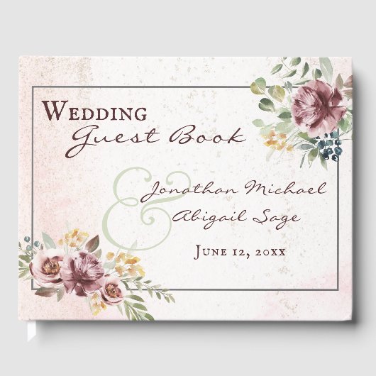 Elegant Mauve Blush Pink Floral Christelijk Wedden Gastenboek (Voorkant)