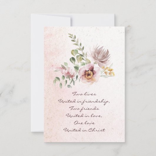 Elegant Mauve Blush Pink Floral Christelijk Wedden Save The Date (Achterkant)