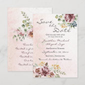 Elegant Mauve Blush Pink Floral Christelijk Wedden Save The Date (Voorkant / Achterkant)