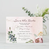 Elegant Mauve Blush Pink Floral Christelijk Wedden Save The Date (Staand voorkant)