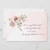 Elegant Mauve Blush Pink Floral Christelijk Wedden Save The Date (Achterkant)