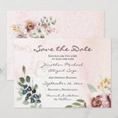 Elegant Mauve Blush Pink Floral Christelijk Wedden Save The Date (Voorkant / Achterkant)