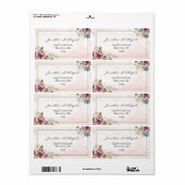 Elegant Mauve Blush Pink Floral Waterverf Wedding Etiket (Full Sheet)