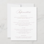 Elegant Mauve Blush Script Weddeninformatie Kaart (Voorkant)