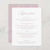 Elegant Mauve Blush Script Weddeninformatie Kaart (Voorkant / Achterkant)