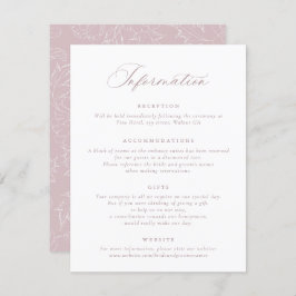 Elegant Mauve Blush Script Weddeninformatie Kaart