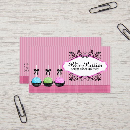 Elegant Mauve Cake Poppen Desserts Visitekaartje (Voorkant / Achterkant in situ)